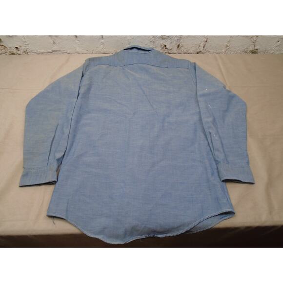 vintage KING KOLE work shirt CHAMBRAY lightweight denim L blue WESTERN cowboy - Picture 11 of 12